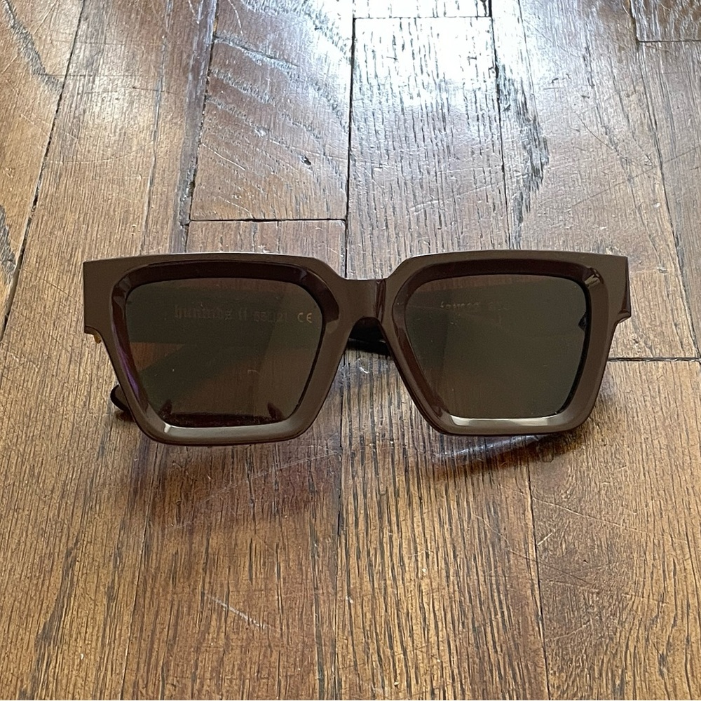 James Oro Dark Brown Square Sunglasses